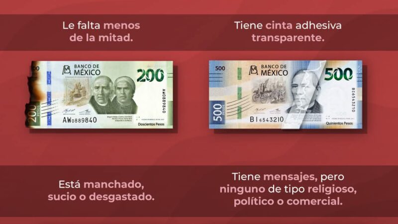 Condiciones para que un billete maltratado conserve su valor.