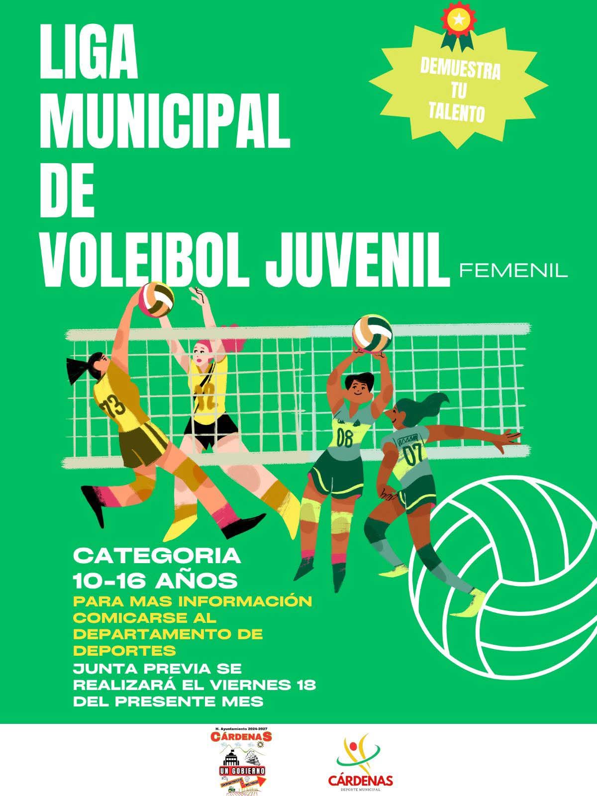 Participa en la Liga Municipal de Voleibol Juvenil De verano.