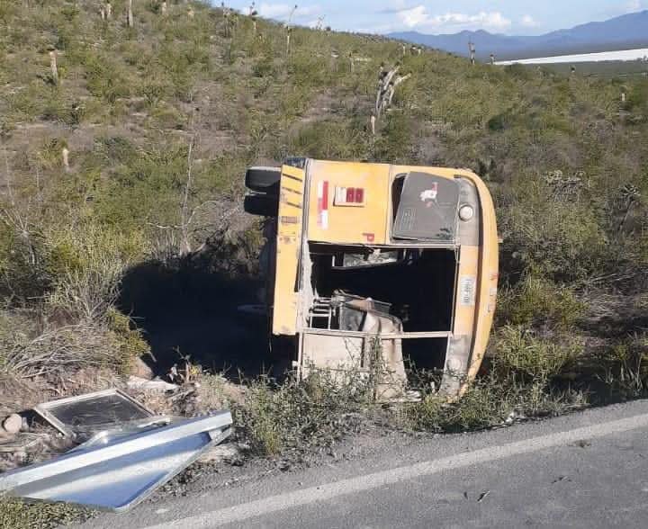 Autobús se voltea en Palomas!!!