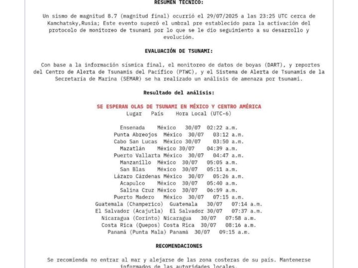 🌊🚨 ¡Alerta de Tsunami en México Tras Terremoto en Rusia! 🚨🌊