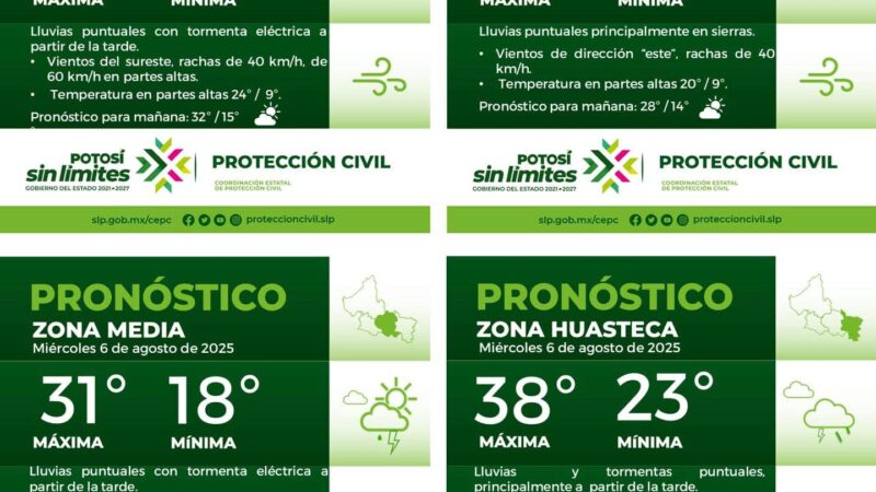 La Coordinación Estatal de Protección Civil informa: