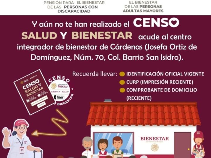 Invitación para realizar el Censo Salud y Bienestar.