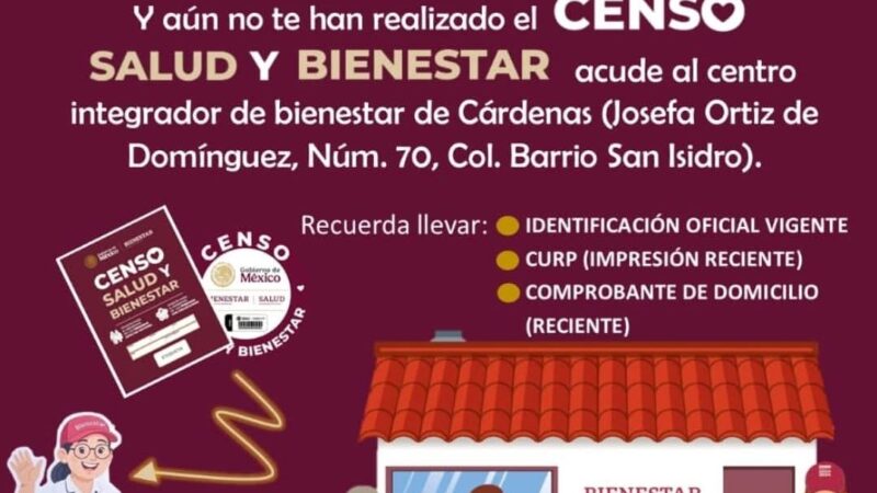Invitación para realizar el Censo Salud y Bienestar.