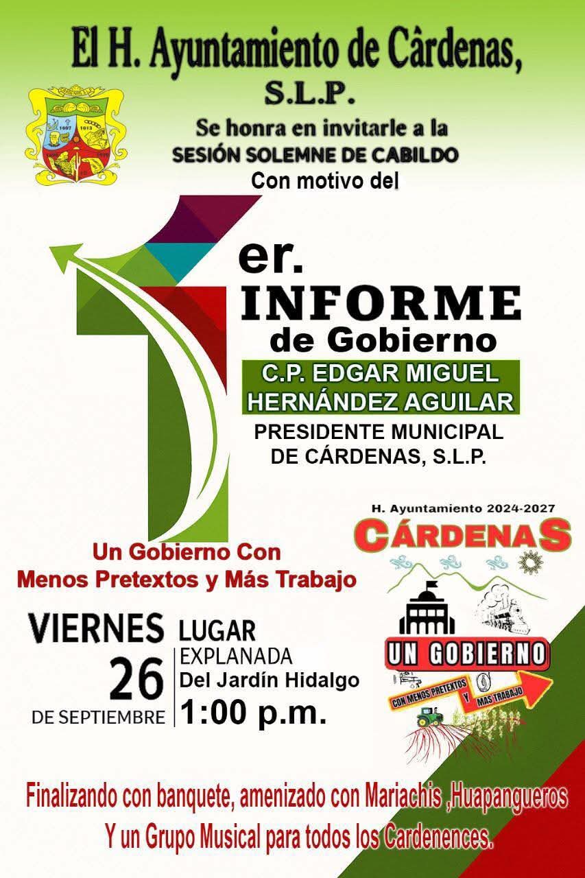 Primer Informe de Gobierno de Cárdenas San Luis Potosí 2024-2027