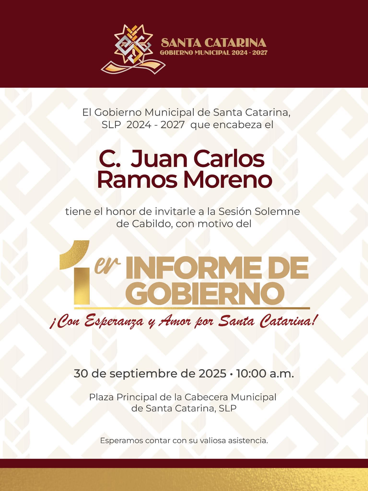 Primer Informe de Gobierno Santa Catarina.