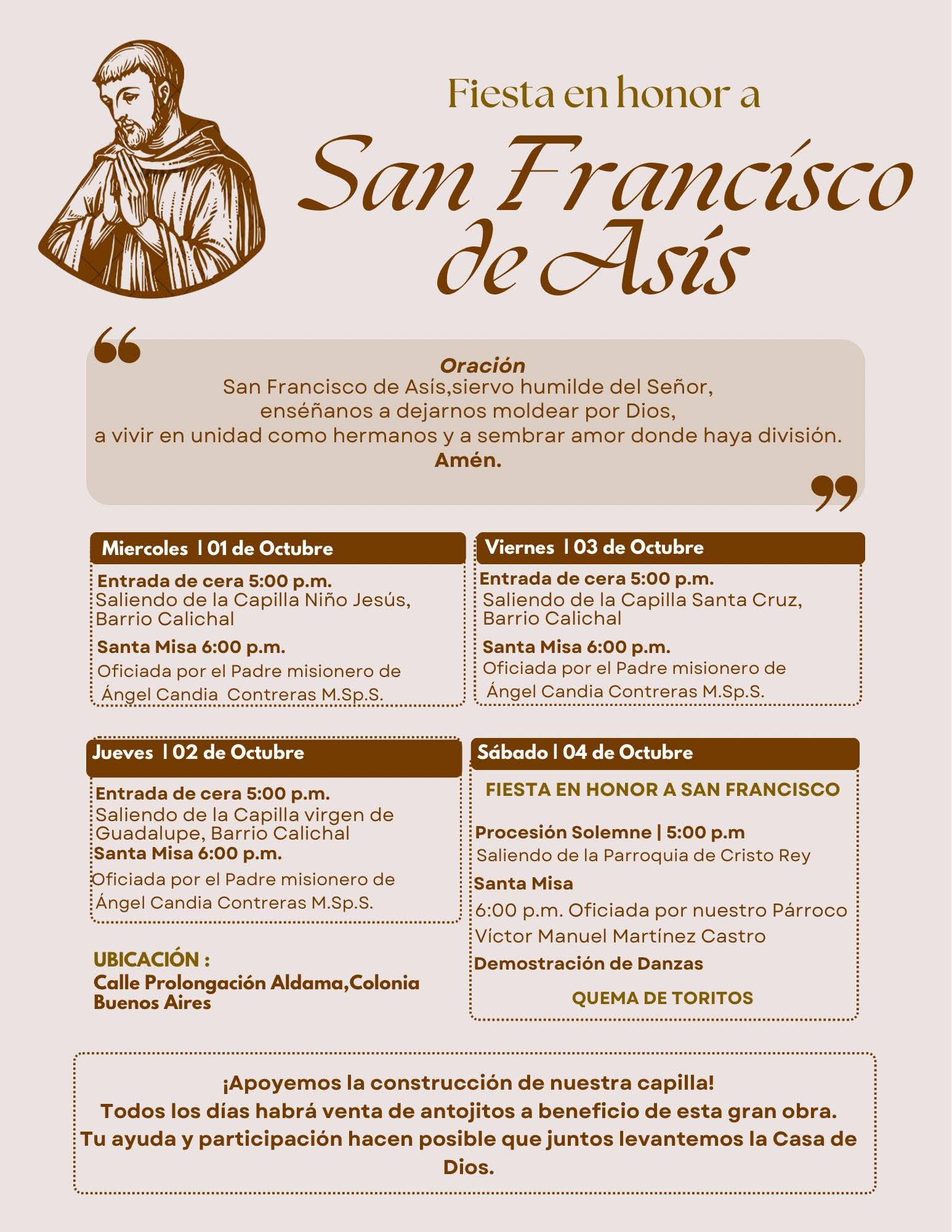 ¡Gran Fiesta Patronal en Honor a San Francisco de Asís!