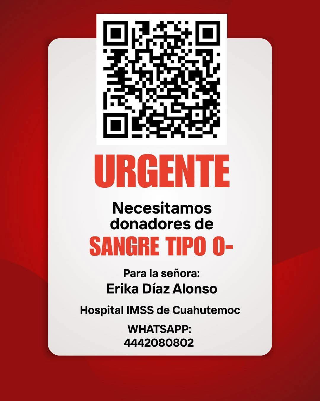 🚨🚑URGENTE: Solicitud de Donadores de Sangre