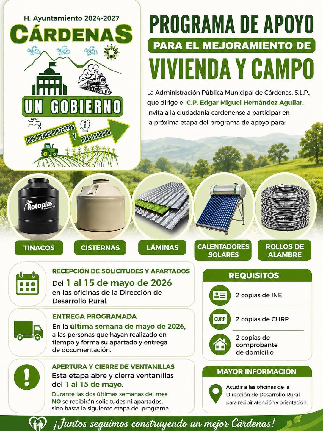 🏠 ¡NUEVA ETAPA DE APOYOS EN CÁRDENAS! 🚜
